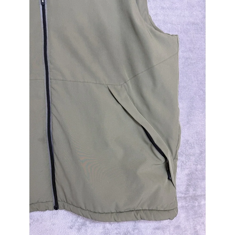 New Balance Mens Puffer Tech Vest Green Full Zip Water Resistant Size M
